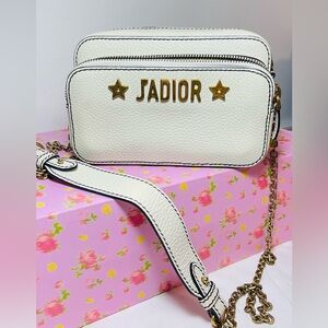 🌟Authentic Christian Dior J’Adior White Calfskin Camera Bag Crossbody Star